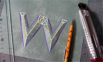 カリグラフィー・テクニック　”Ｗ”立体－２