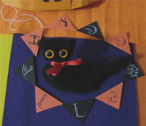 Halloween black cat and flags