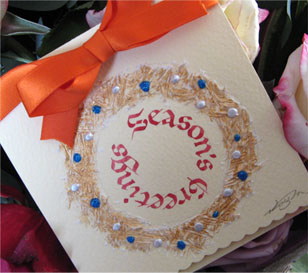 Christmas wreath calligraphy card-1 2013