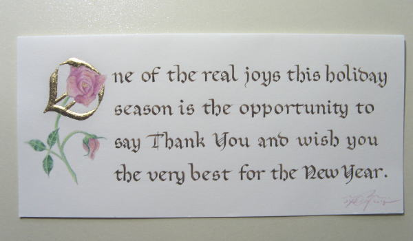 calligraphy paradaise Chrstmas rose card-1 2015