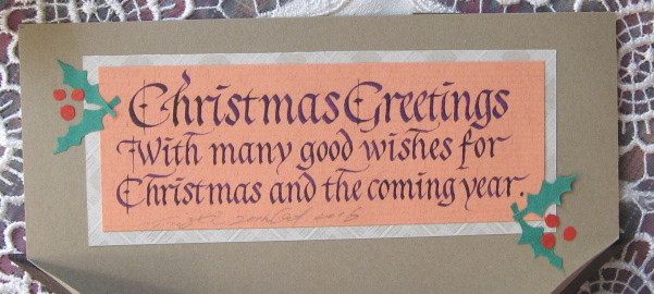 カリグラフィー見本　２０１６年クリスマス家形カード３